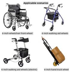 2Pcs 6 Inch Greyish Wheels for Walker – Universal Hard 6 inches, Light Whtie