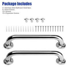 2 PACK Grab Bar Stainless Steel Bath Bathroom Safety Handicap Hand Rail Support