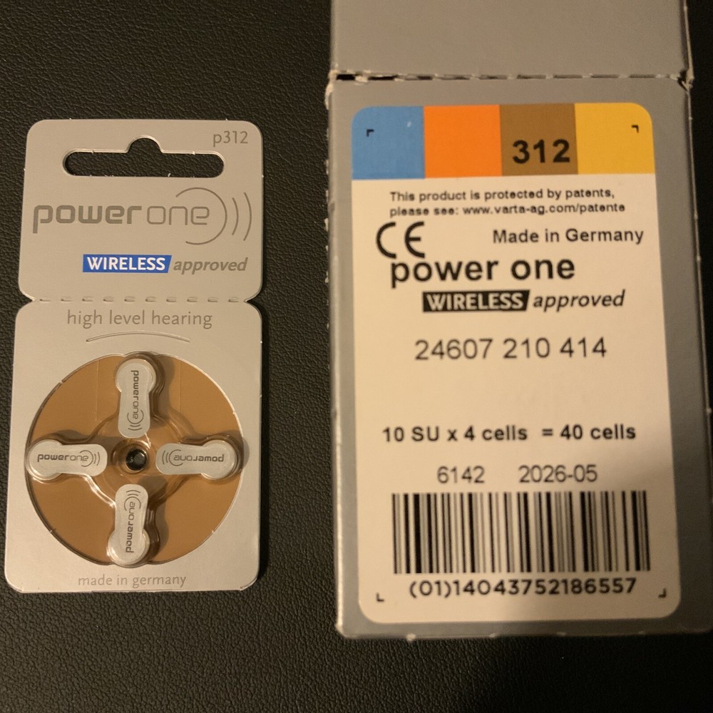 Power One Sz 312 Zinc Air Hearing Aid Batteries (40 batteries)