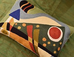 Lumbar Kandinsky Pillow Cover | Green Abstract Pillows | Modern Chair Cushion…