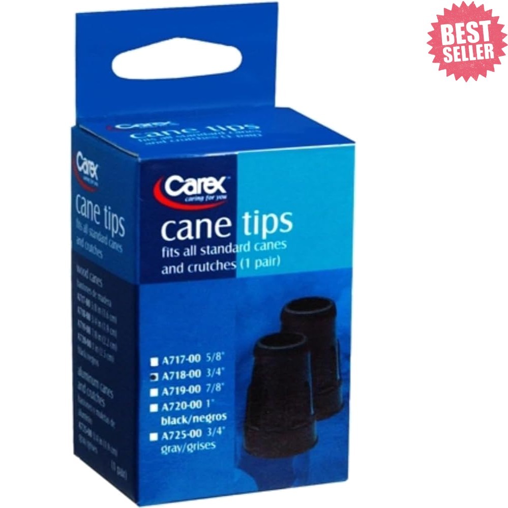 Black Cane Tips – 100% Natural Rubber, Metal Reinforced for Safety