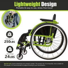 All Aluminum Foldable Lightweight Wheelchair, Adult Sport Wheelchair, 24″ Quick