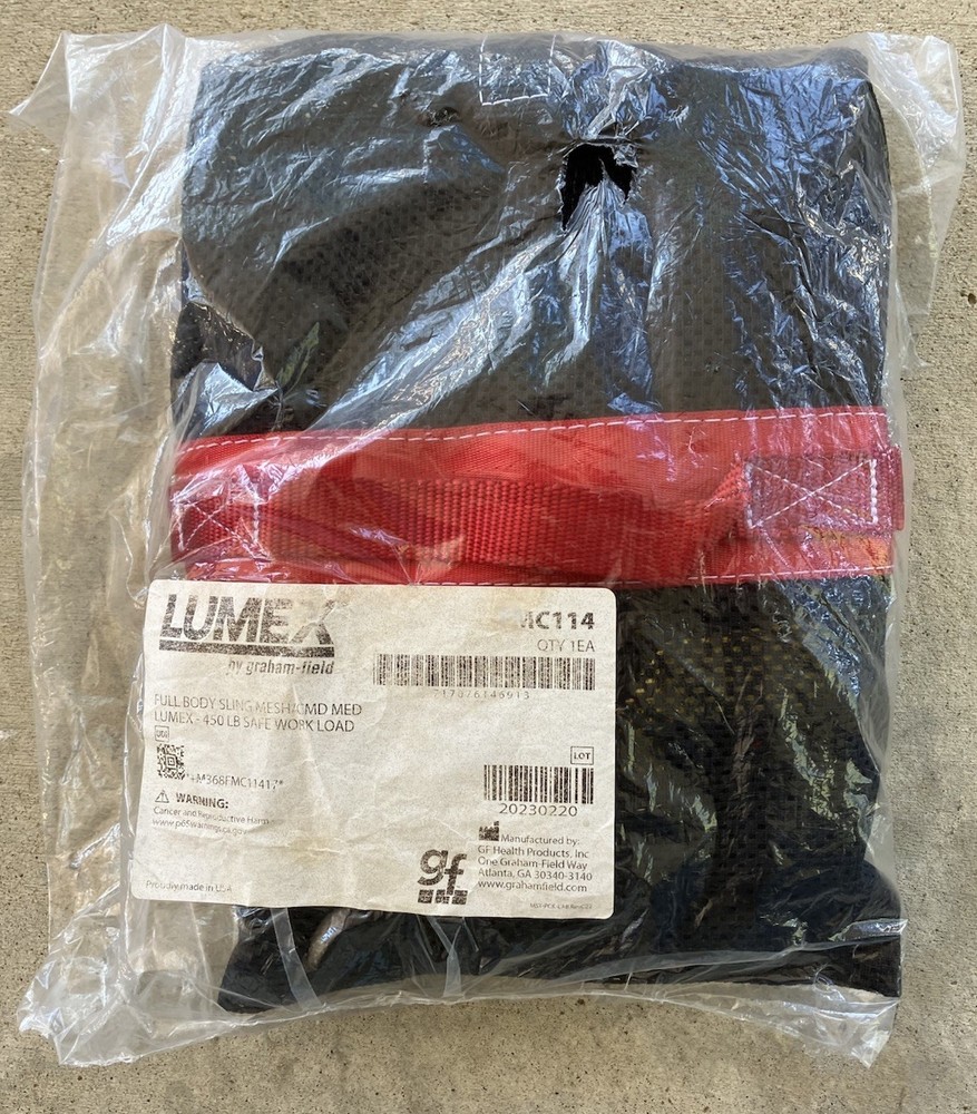 LUMEX MC114 Full Body Sling Mesh MEDIUM 450 lb Safe Work Load NEW