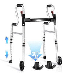 Naipo Folding Walker for Seniors 3-in-1 5″ Wheels Adjustable 300 lbs