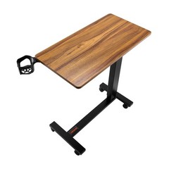 Uimoso Overbed Table Mobile Bed Side Desk with Electric Lifting & 4 Wheels Wood
