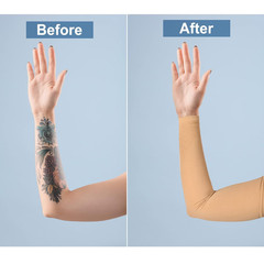 2 Pairs Full Forearm Tattoo Cover up Compression Sleeves Band Concealer Support