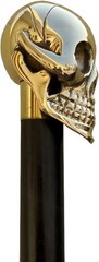 Decorative Brass Skull Handle Cane Gothic Steampunk Walking Stick