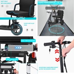 700W 3-Wheel Foldable Portable Mobility Scooter Senior Wheelchair 300lb Capacity
