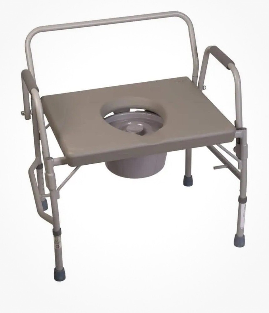 DMI Commode Extra-Wide Heavy-Duty Drop-Arm Durable Powder-Coated Steel Gray