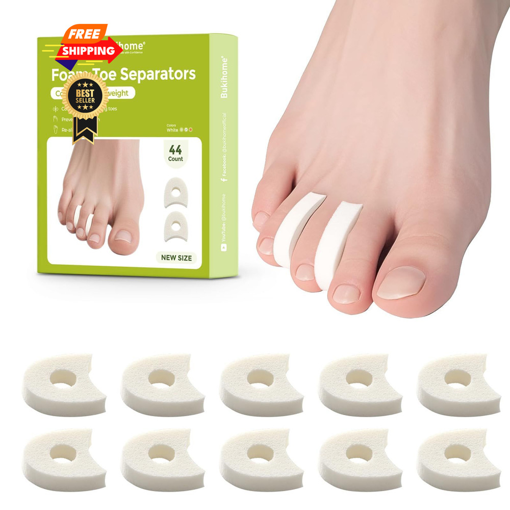 Bukihome 44-Pack Foam Toe Separators – Soft & Breathable Spacers Beige