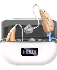COQOOL Rechargeable Hearing Aids with Recharging Case – White Over The Counter