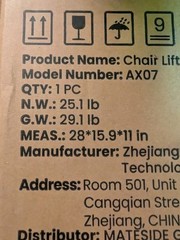 VOCIC AX07 Lightweight Electric Chair Lift, Lift Elderly from Floor, Remote