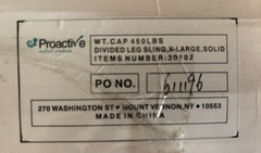 Proactive Medical – Solid Divided Leg Sling – XL – Max 450lbs – 30102 – MSRP $77