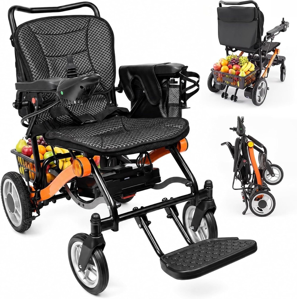Folding Electric Wheelchair 25 Mile Range Lightweight Portable Power Chair