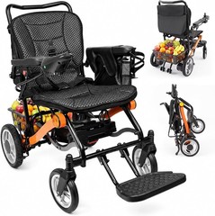 Folding Electric Wheelchair 25 Mile Range Lightweight Portable Power Chair