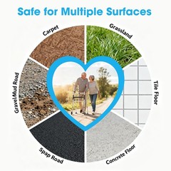 4 Pack Walker Skis Glides – Universal Sliders for Folding Walkers, Gray, Grey