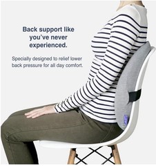 NEW Cushion Lab Lumbar Pillow Back Support Cushion Office Chair Car Black Strap