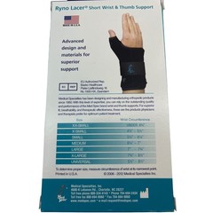 Med Spec Ryno Lacer Short Wrist Thumb Support Black XX-Small Left 223889 NEW