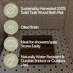 Nordic Style Teak Shower Bath And Spa Mat Indoor Outdoor Use Non-Slip Wood