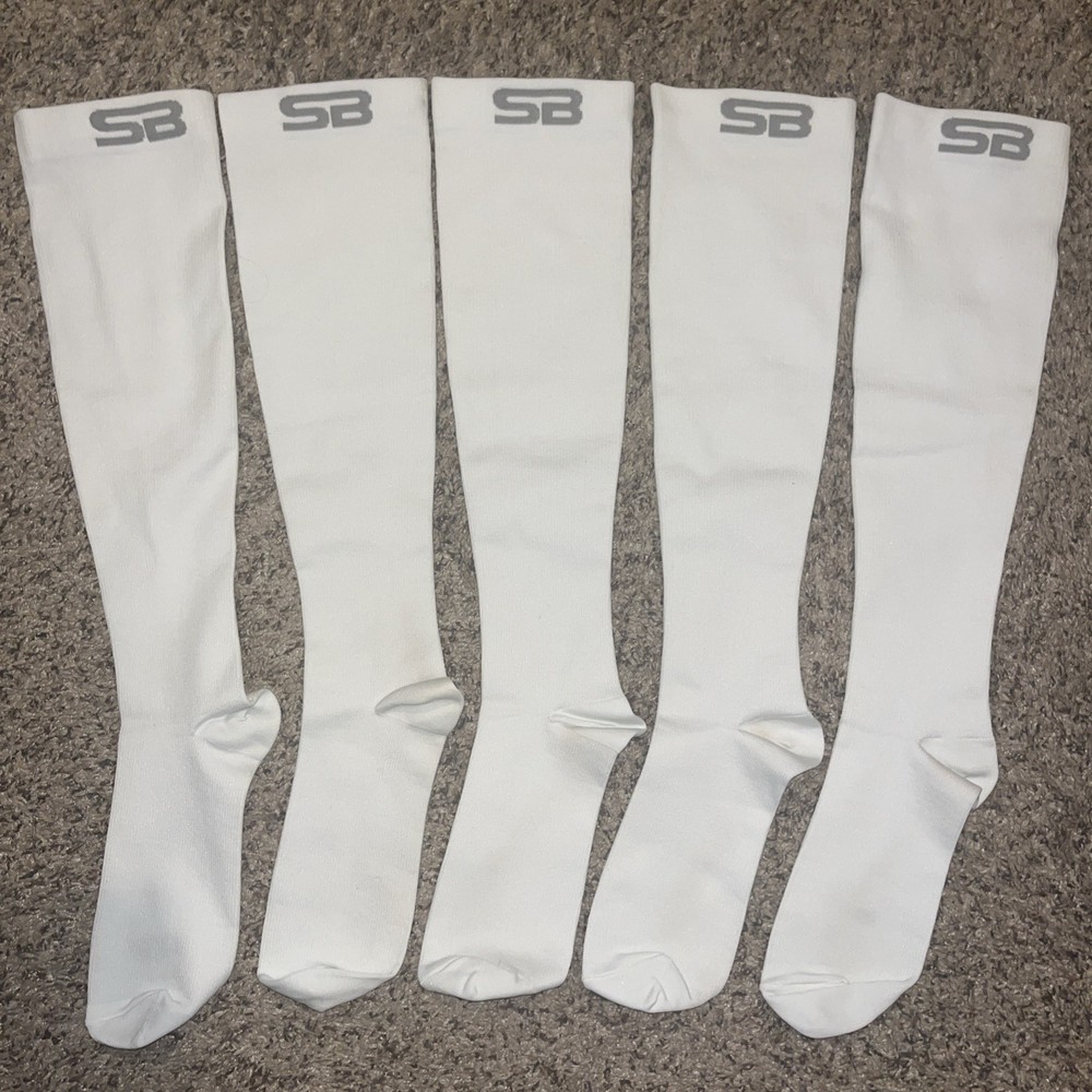 SB Sox Compression Socks Sz L/XL Set Of 5 White NWOT