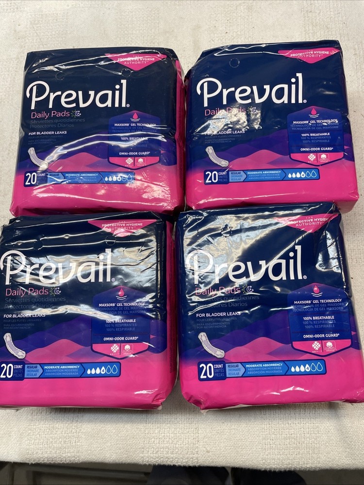 Women’s Prevail Daily Pads for Bladder Leaks | 20 count Moderate absorbency 4pks