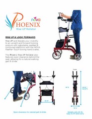 NOVA Phoenix Rise UP Rollator, Upright Walker w/Padded & Contoured Forearm, Blue