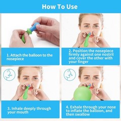 Eustachian Ear Unclogger with 10 Nasal Balloons, 3 Nose Tips & 3 Normal