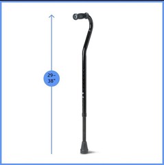 Medline Bariatric Walking Cane Adjustable Height 500 Lbs Stability Black