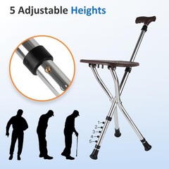 Lightweight Folding Walking Cane With Seat Chair For Seniors Balance 265 Lbs