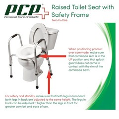 Pcp Raised Toilet Seat And Safety Frame Pre-Assembled Tool Secure Adjustable