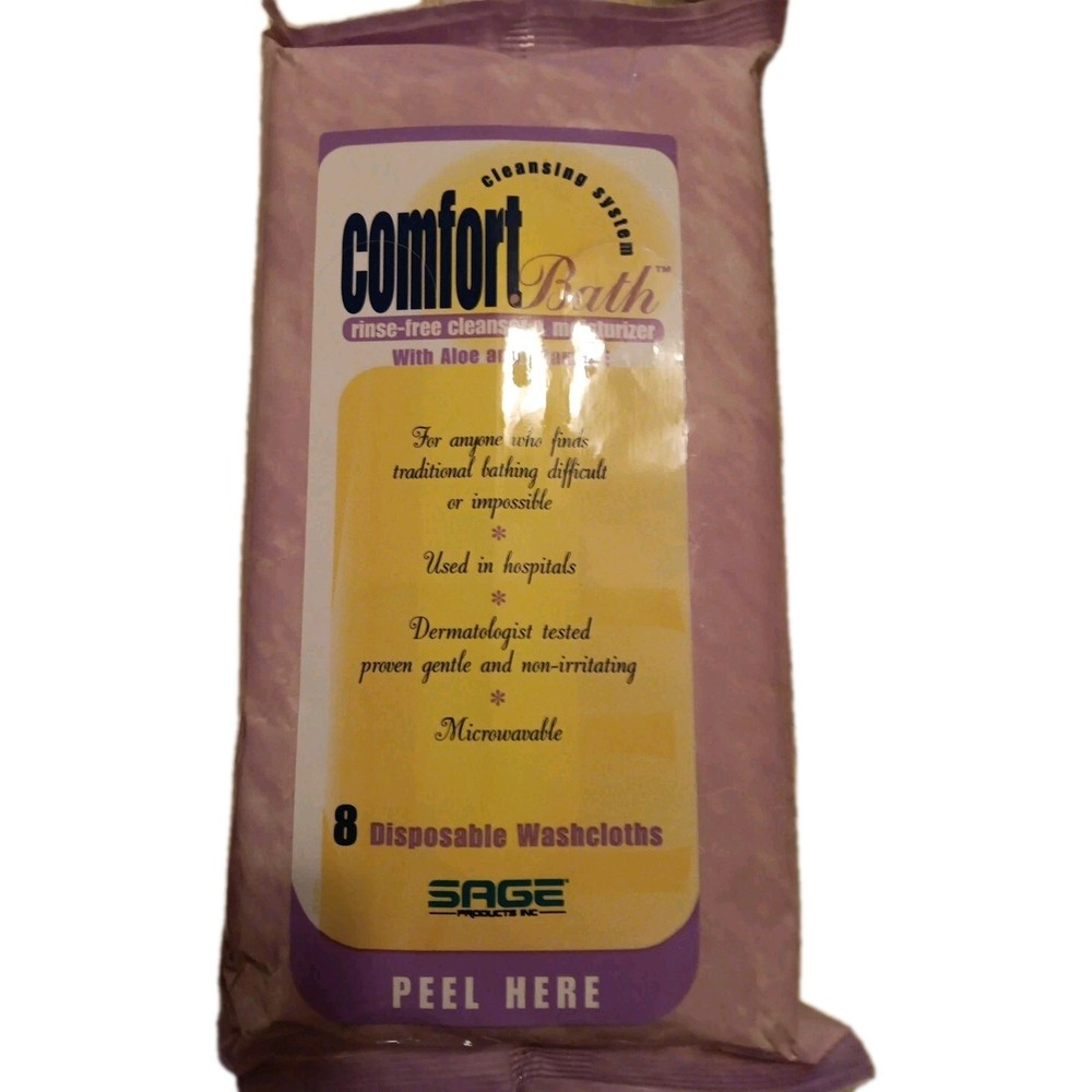 Vntg Comfort Bath Cleansing Washcloths 8 Disposable Per Pk Aloe & Vitamin E NIP