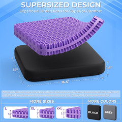 Gel Seat Cushion for Long Sitting, Enlarged & Thickened Patent Design, Breathabl