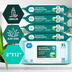 Disposable XL Premoistened Washcloths 600-count, 8″ x 12″ for Adults| Silky S…