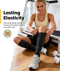Seamless Graduated Compression Socks 20-30mmHg for Enhanced Leg Wellness – Black