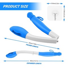 Jhua Foldable Butt Wiper Tool for Women Men Toilet Aids Blue-upgrade
