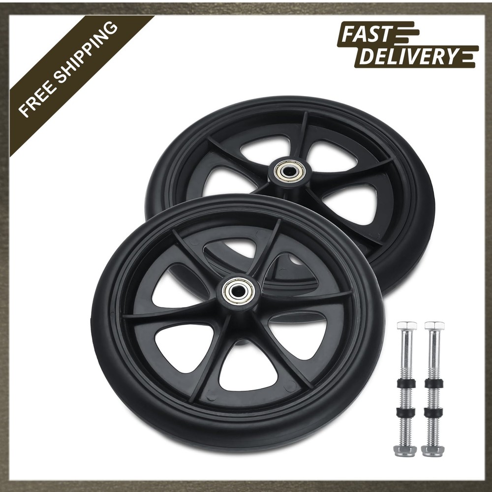 Walker Wheels Replacement 8 Inch Solid Rubber Anti-Slip Rollator Front Wheels