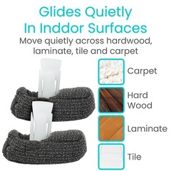 Heavy Duty Walker Ski Glide Covers 4 PCS – Padded Replacement Caps for Seniors,
