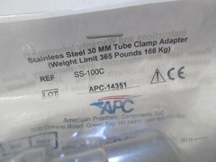 APC SS-100C Prosthetic Stainless 30mm Tube Clamp Adapter, 365lb Weight Limit