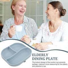 Multi-Grid Silicone Suction Plate for Elderly Divided Food Tray Strong Suctio…