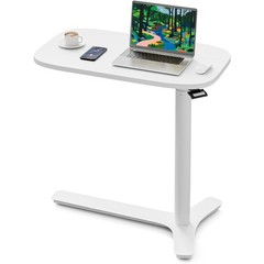 Overbed Bedside Table with Hidden Casters,30 Inches Adjustable Height Pneumat…