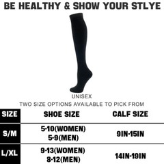 3 PAIRS Compression Socks Wide Calf Plus Size L Knee High 15-20mmHG Sports Socks