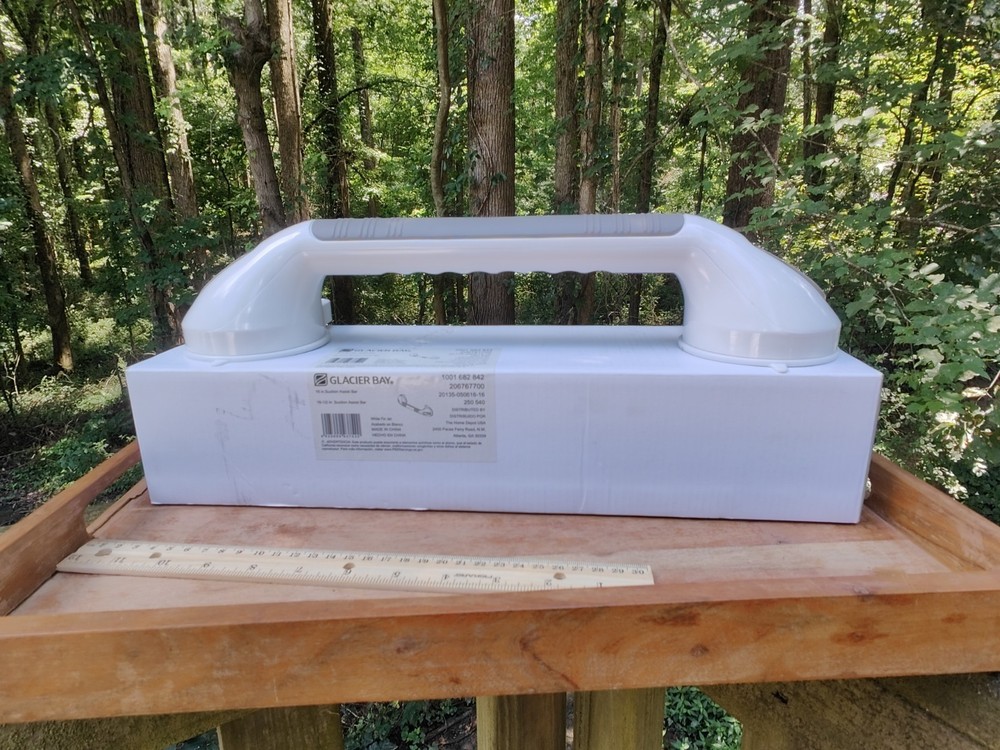 Glacier Bay 16.5 in Suction Cup Grab Bar White Portable No Tools Required