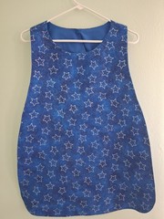 Stars on Blue, Adult Bib, Handmade , 35 1/2” by 21 ½”, reversible
