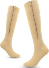 Gradient Pressure Knee-High Compression Socks with Zipper for Everyday Use
