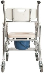 4 in 1 Toilet Wheelchair Rolling Shower Chair Aluminum Alloy Commode Transport