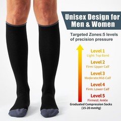 3 Pairs Compression Socks Stockings Womens Mens Knee High Medical 15-20 mmHG