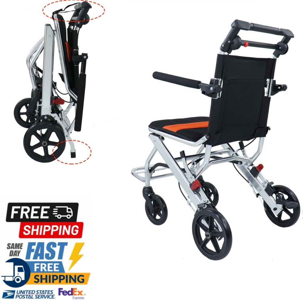 Lightweight Foldable Portable Wheelchair Travel Transport Wheelchair For Seniors