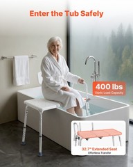 VEVOR Tub Transfer Bench Height Adjustable Shower Chair with Arm Backrest 400lbs