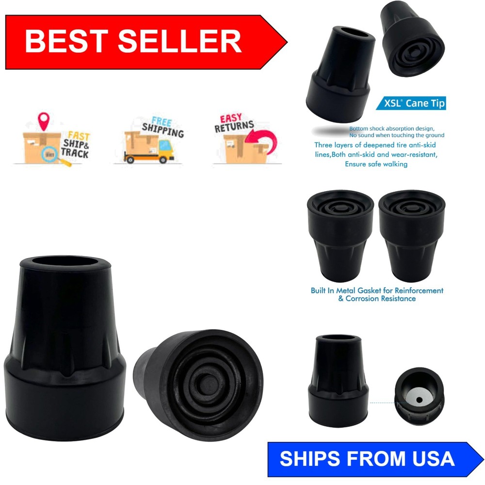 Durable Replacement Cane Tips 7/8 Inch – Skid-Resistant & Metal Reinforced