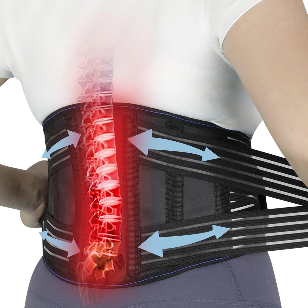 Back Brace for Lower Back Pain – Adjustable Breathable Lumbar Belt with 6 Rei…